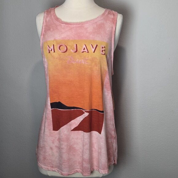 Lucky Brand Mojave Medium Women Tank Top Tie Dye Washed Print Sunset Desert Road - Picture 2 of 7